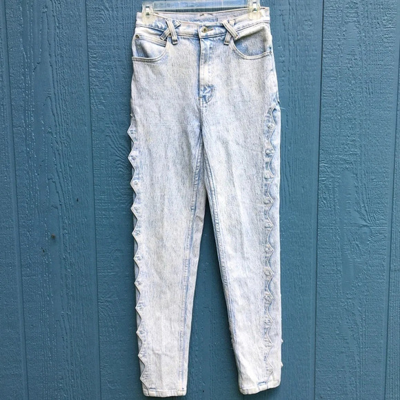 Vintage Acid Wash High Rise Mom Blue Jeans Denim 8 - Picture 1 of 9